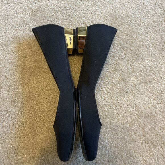 Tory Burch Shoes - TORY BURCH Women's Regina Shoes Block Heel Square Toe Black Fabric Size 11 M